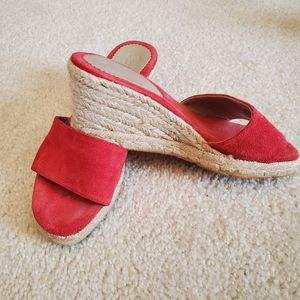 Boden Leather Coral Suede Sandal Wedges